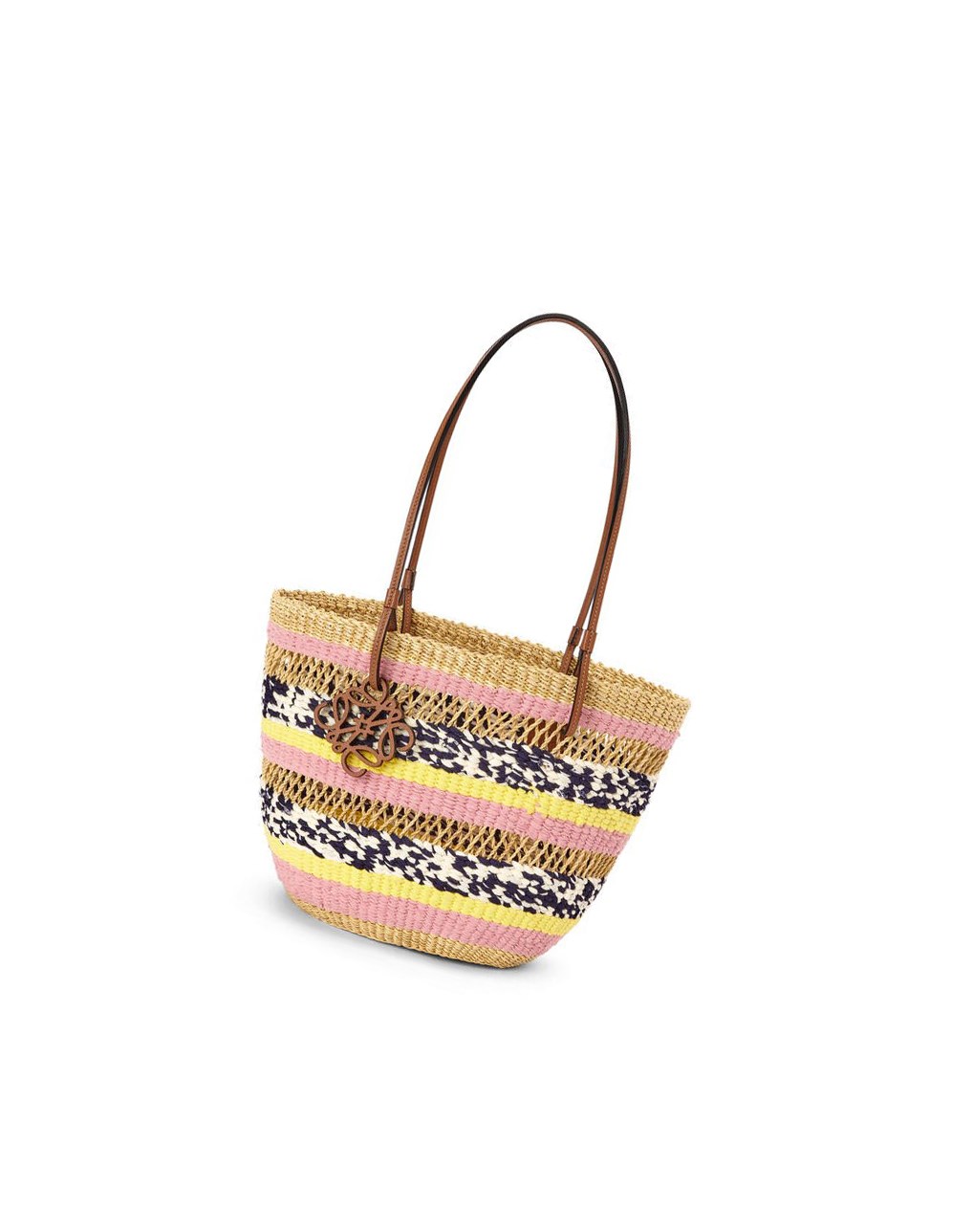 Loewe Basket Tote in elephant grass and calfskin Rose | 5826BELXV