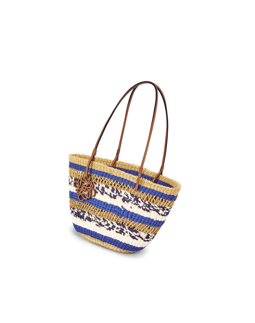 Loewe Basket Tote in elephant grass and calfskin Bleu | 7846MIYPT