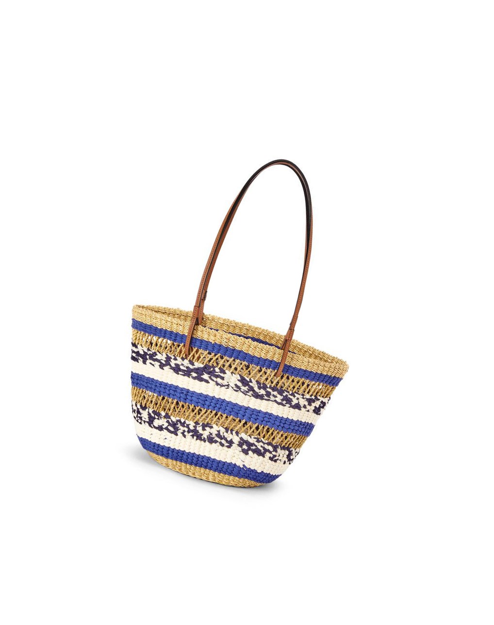 Loewe Basket Tote in elephant grass and calfskin Bleu | 7846MIYPT