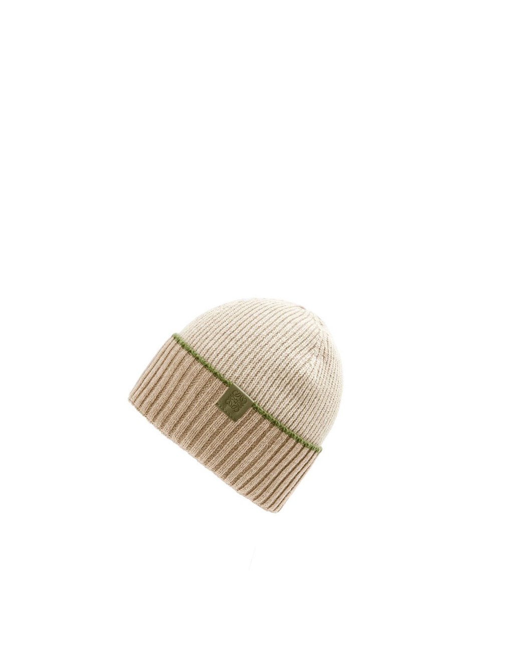 Loewe Beanie hat in wool Beige Vert | 2536AGMRJ