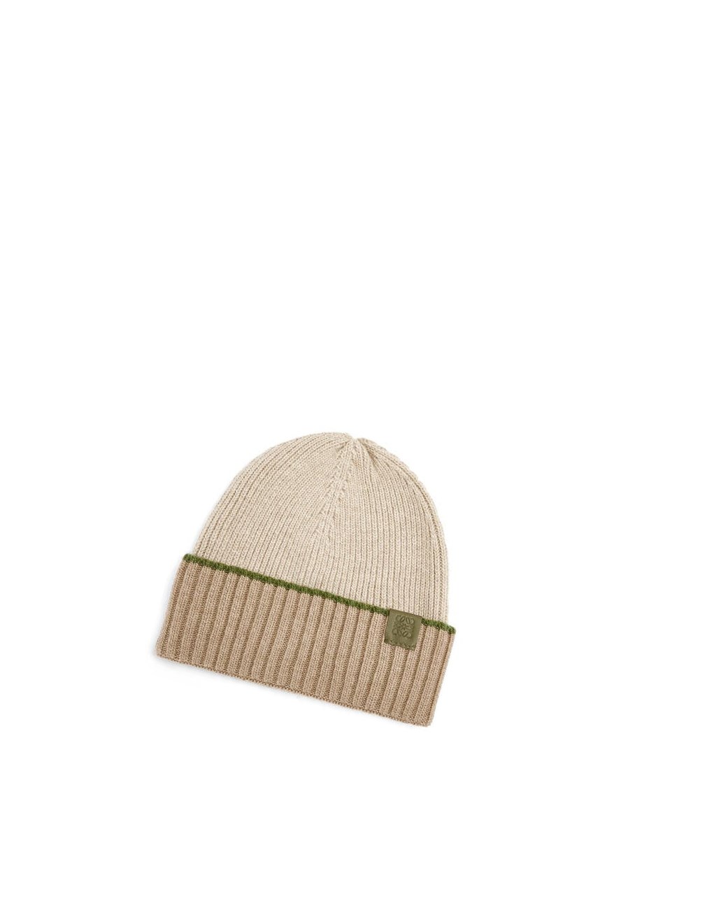 Loewe Beanie hat in wool Beige Vert | 2536AGMRJ