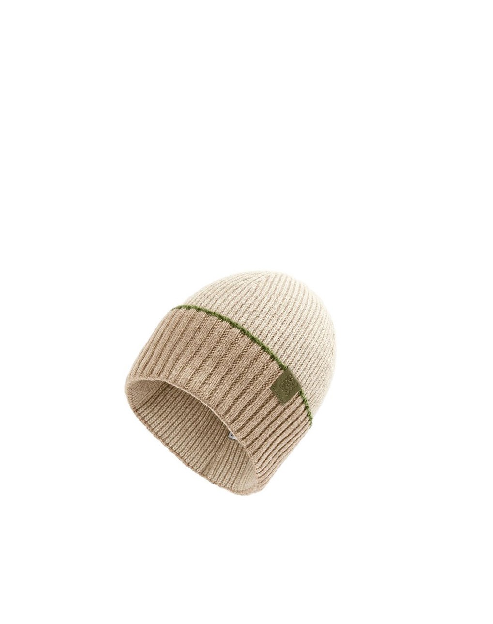 Loewe Beanie hat in wool Beige Vert | 2536AGMRJ