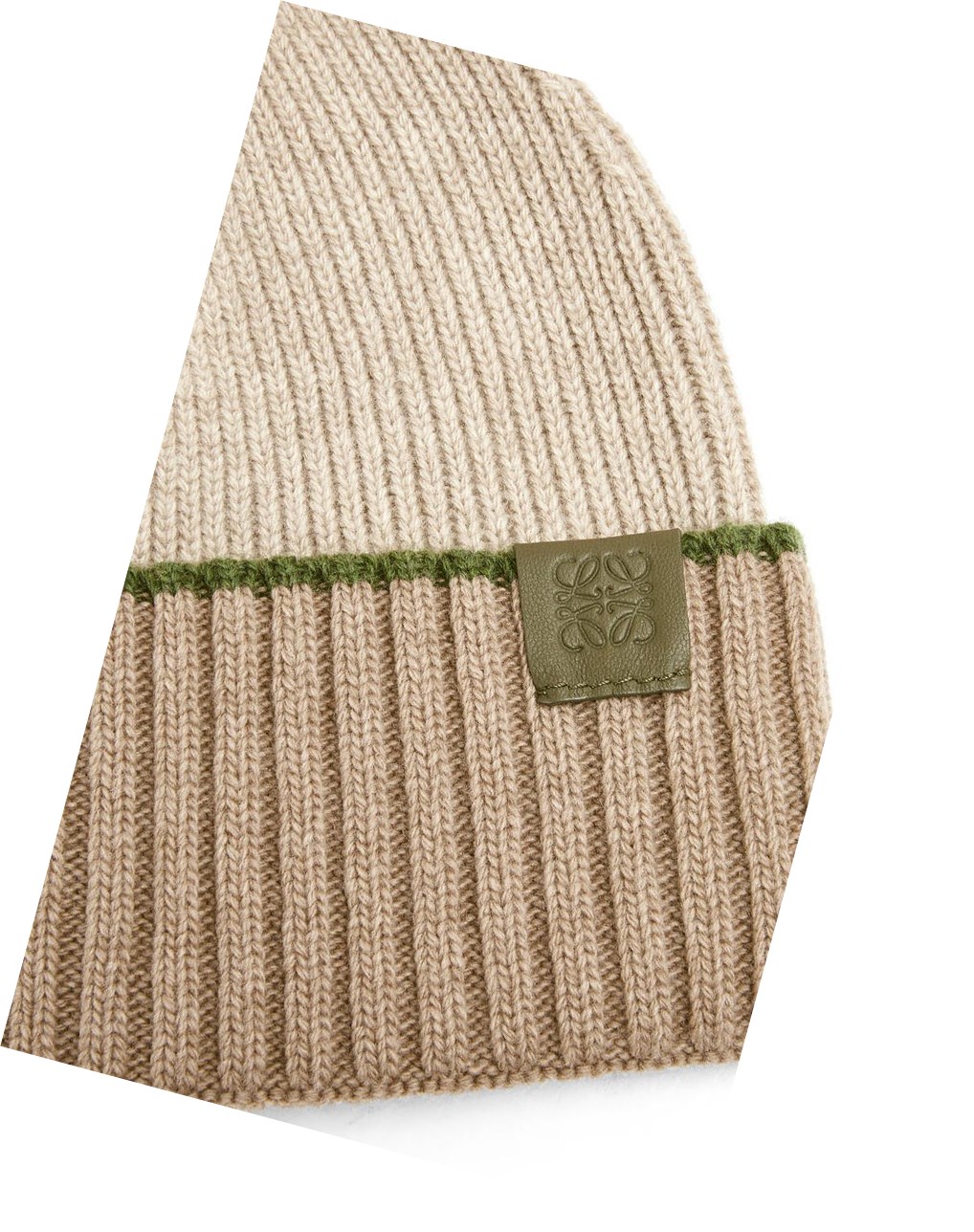 Loewe Beanie hat in wool Beige Vert | 2680GCXZR