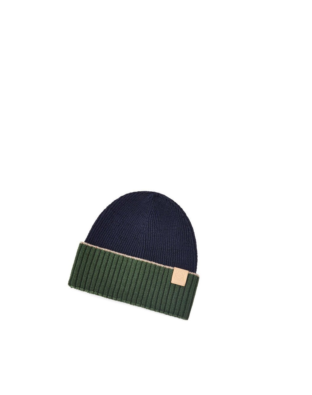 Loewe Beanie in linen and cotton Bleu Marine Bleu Kaki Vert | 7513SEFNC