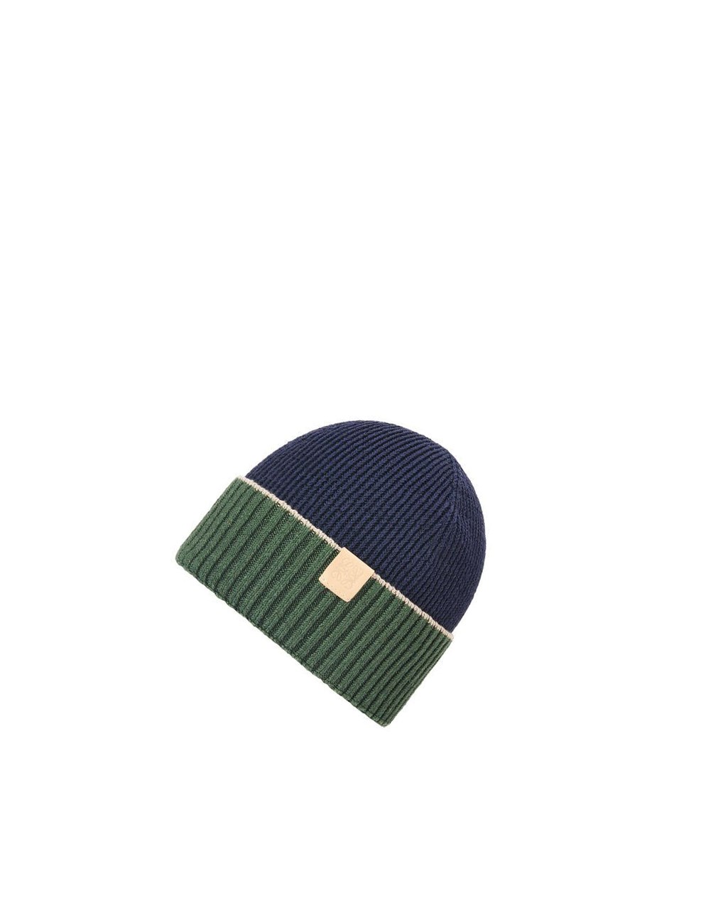 Loewe Beanie in linen and cotton Bleu Marine Bleu Kaki Vert | 7513SEFNC