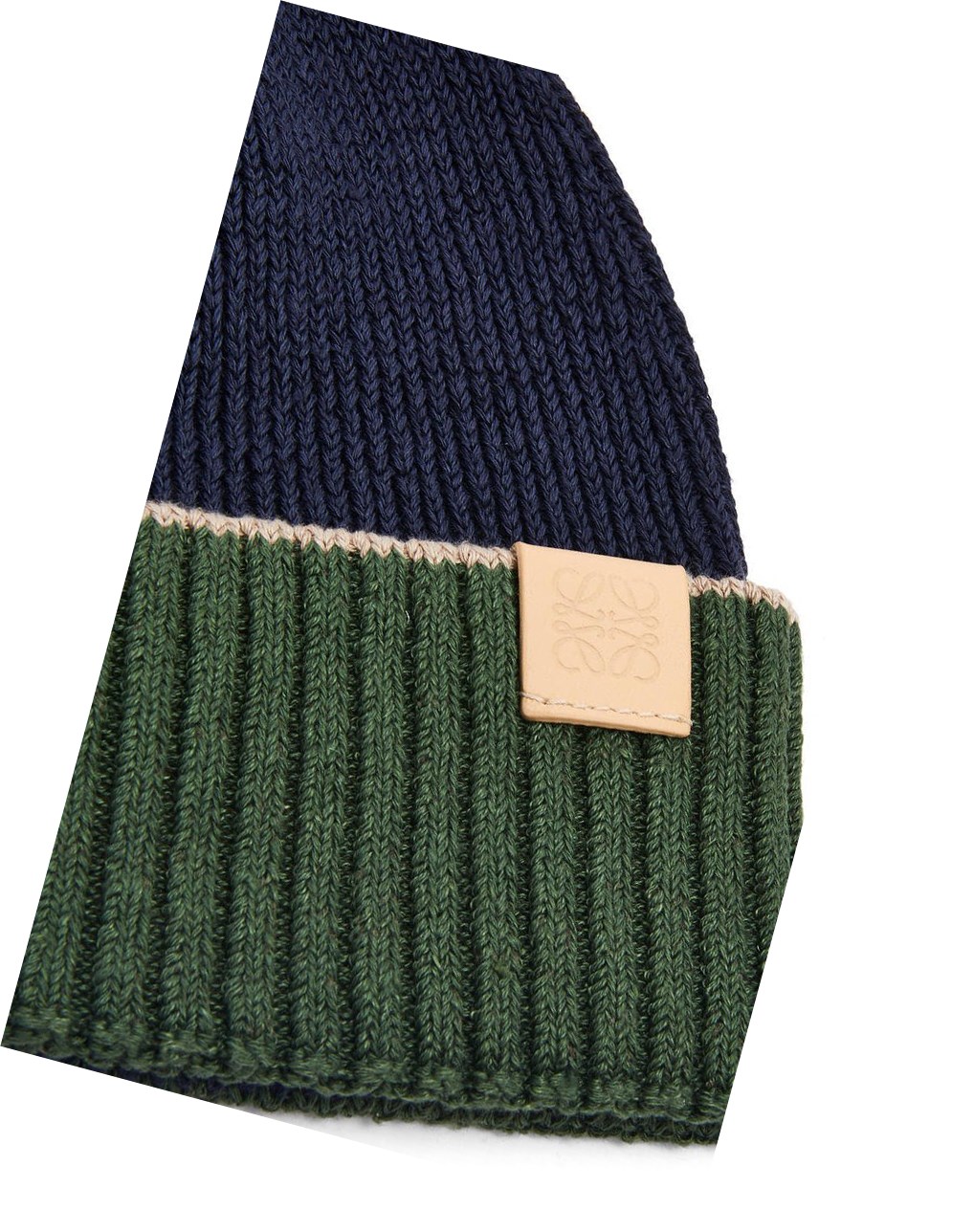 Loewe Beanie in linen and cotton Bleu Marine Bleu Kaki Vert | 7513SEFNC