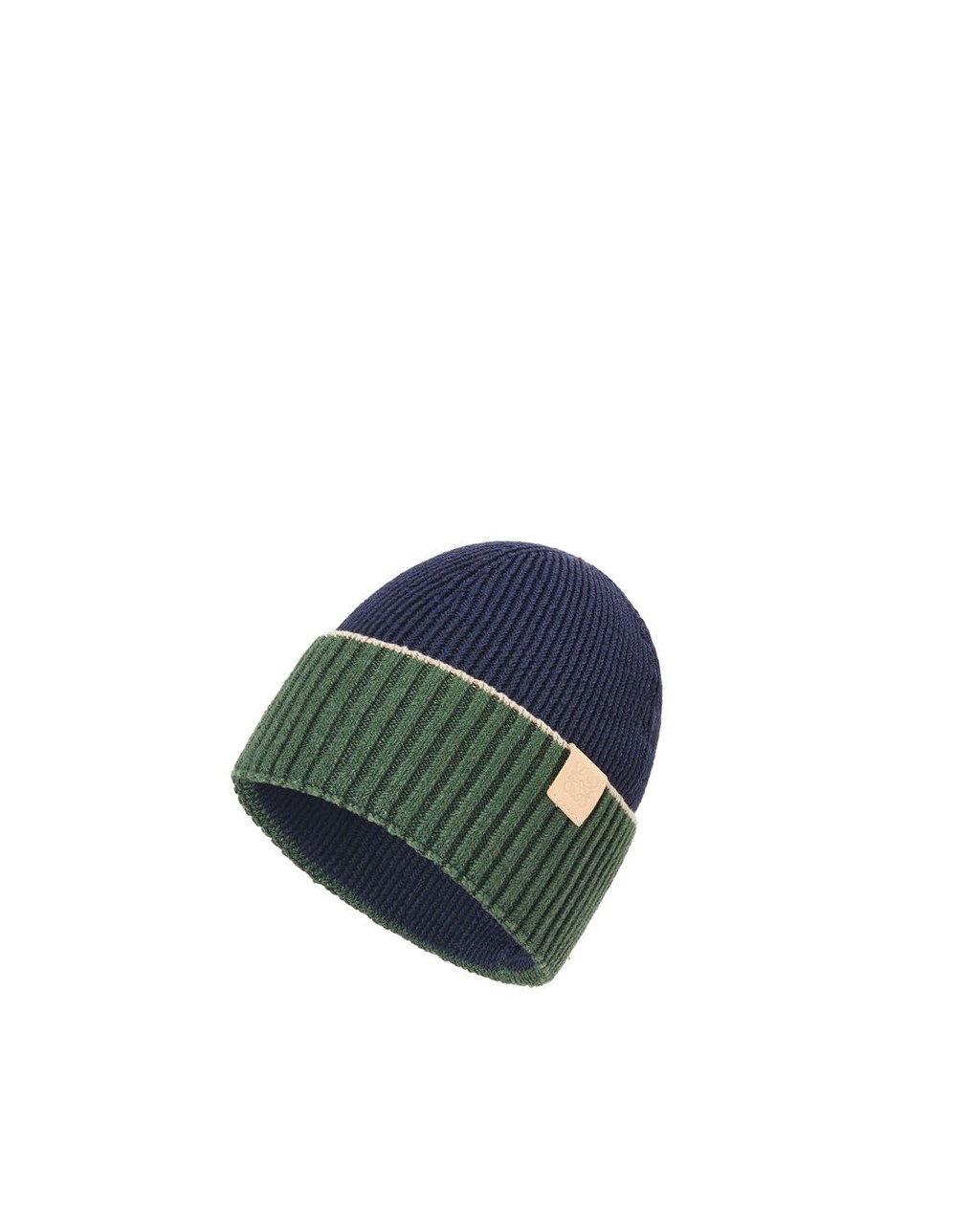 Loewe Beanie in linen and cotton Bleu Marine Bleu Kaki Vert | 7513SEFNC