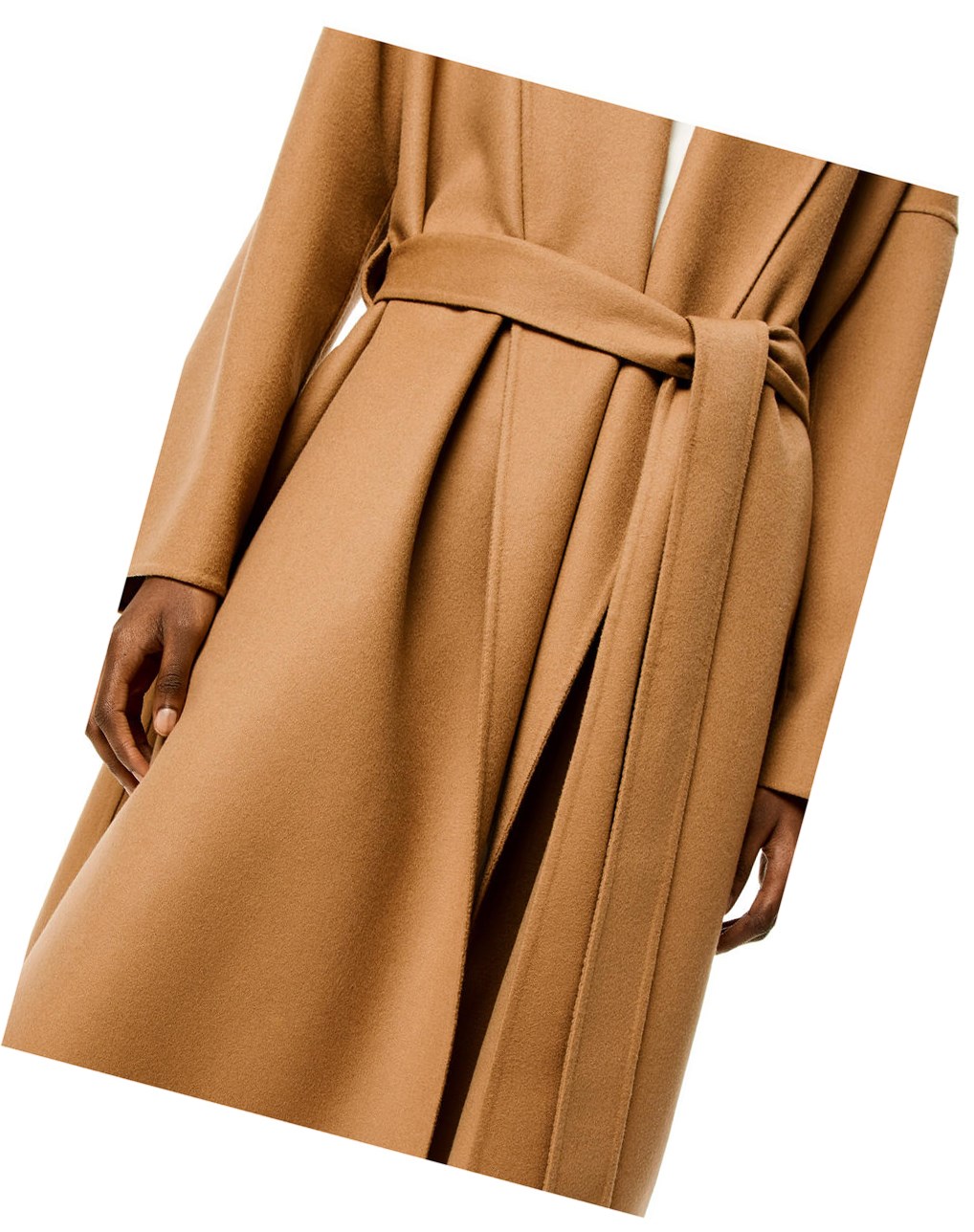 Loewe Belted coat in wool and cashmere Camel | 5124ESYUI