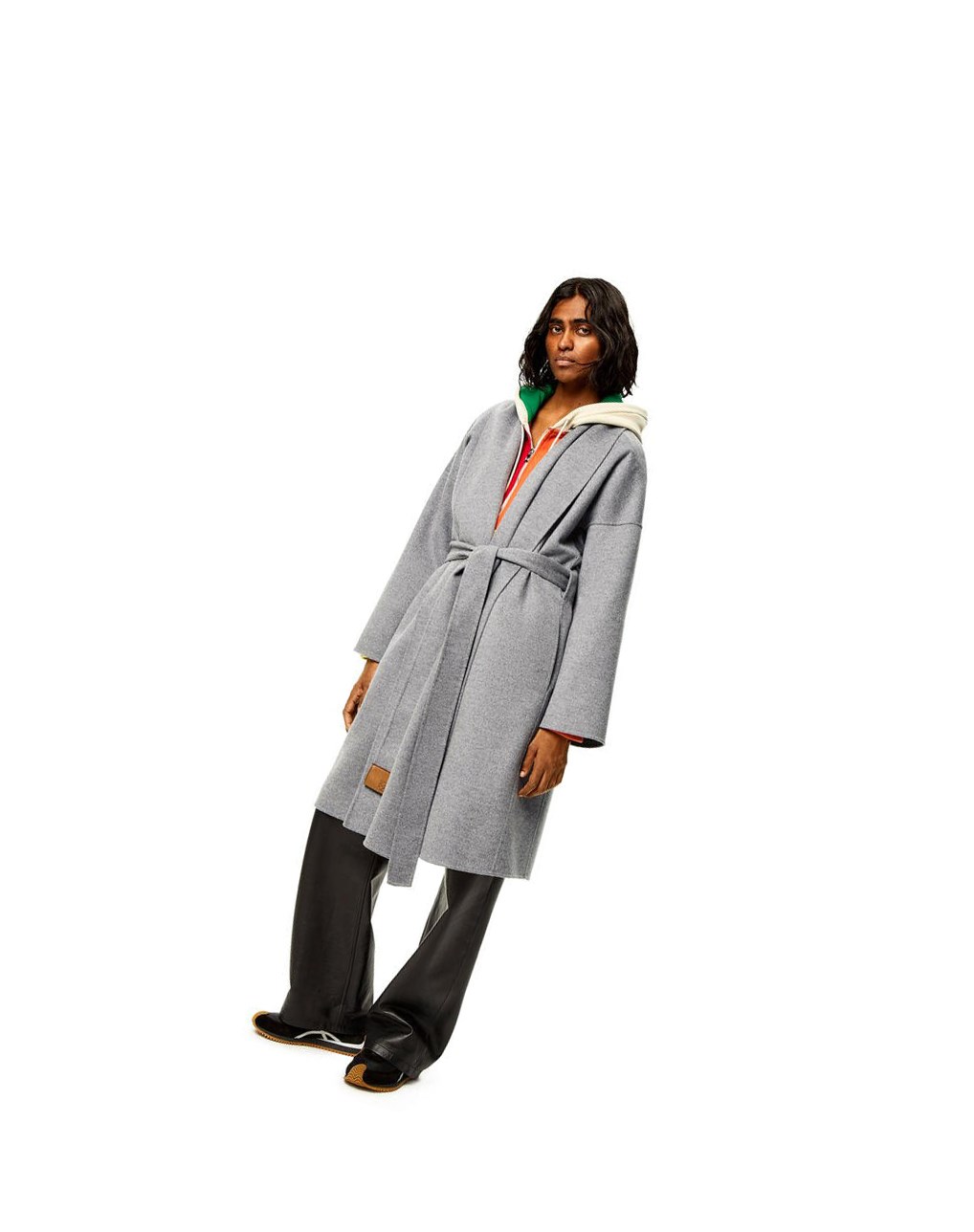 Loewe Belted coat in wool and cashmere Grise | 8260IXYRD