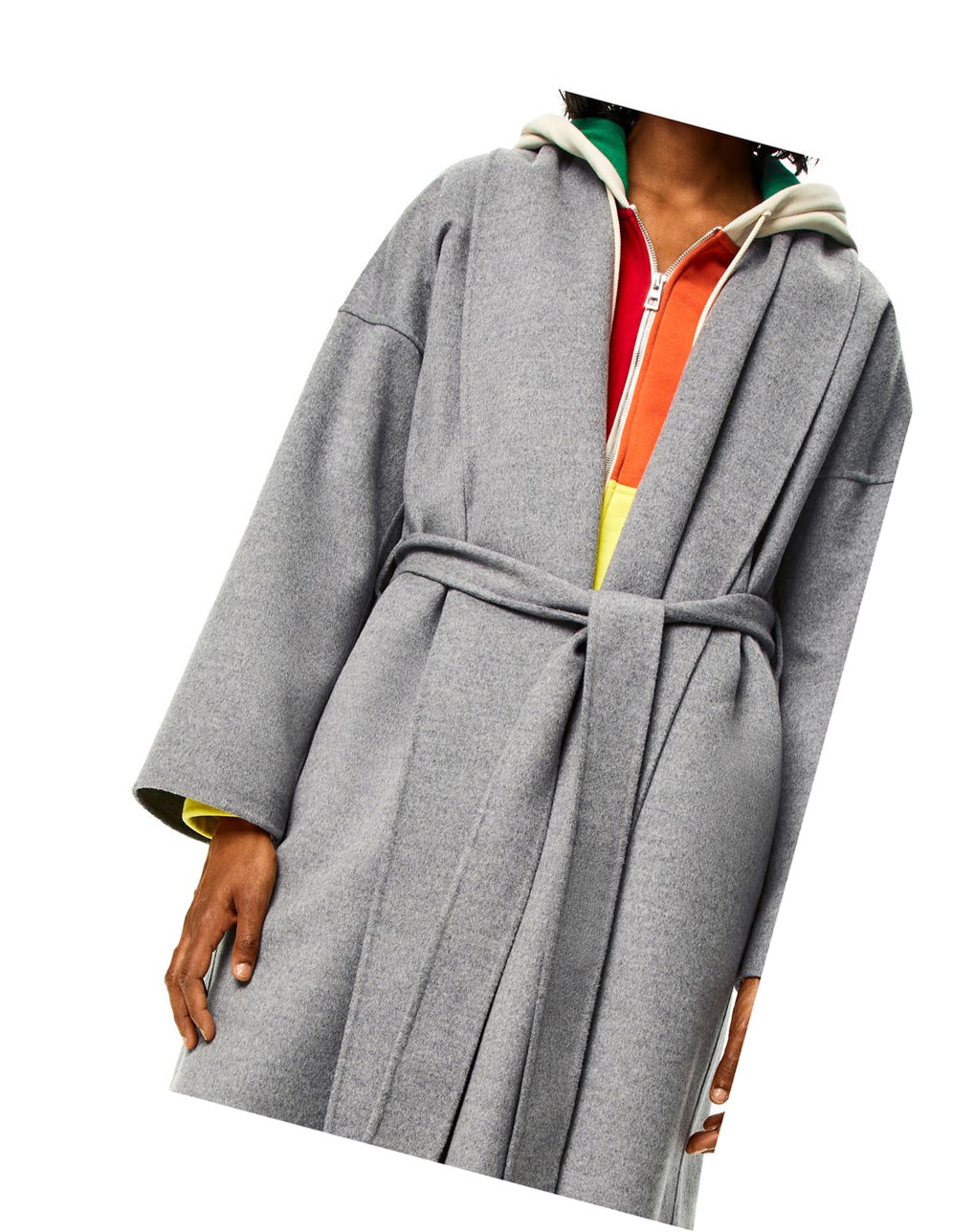 Loewe Belted coat in wool and cashmere Grise | 8260IXYRD