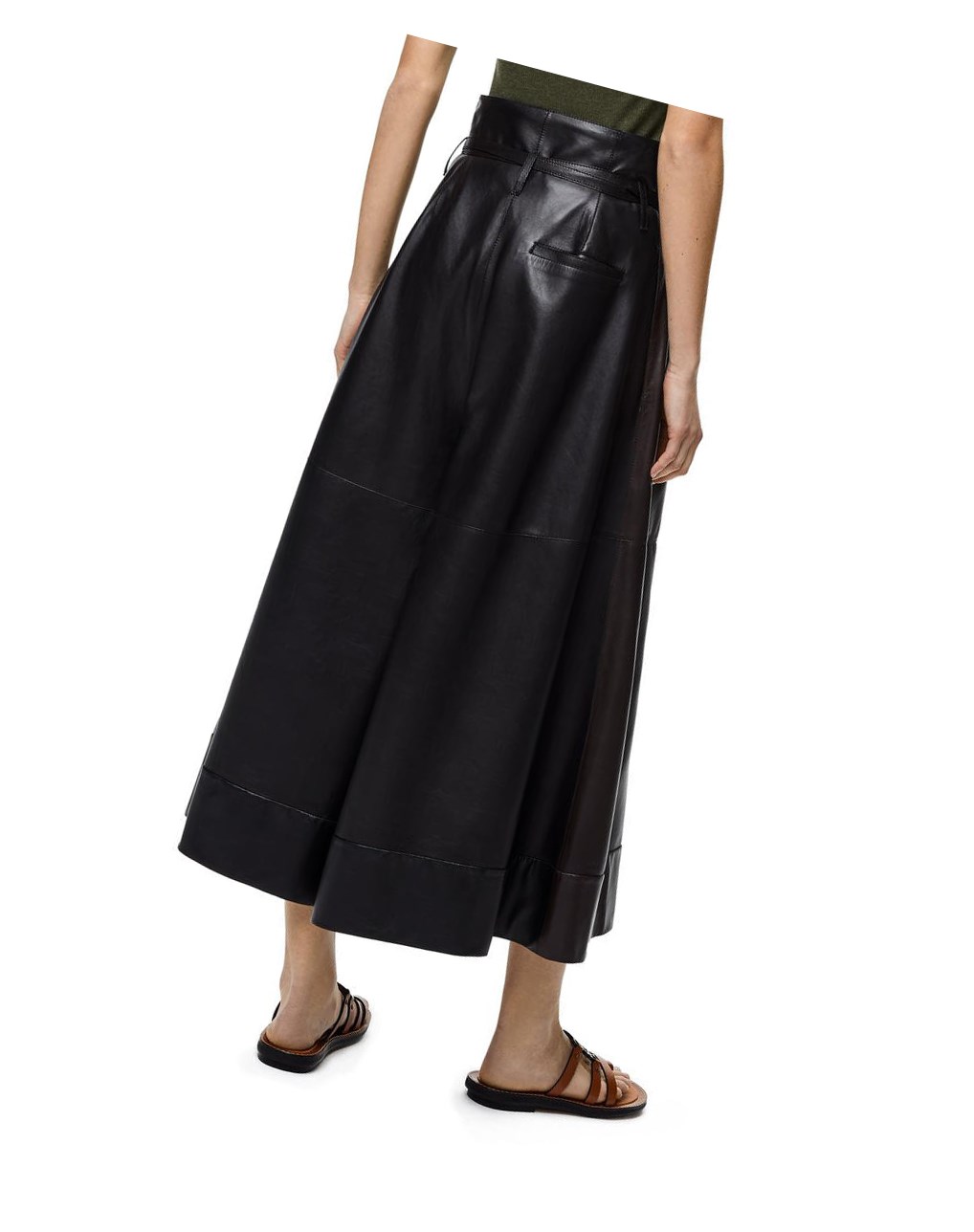 Loewe Belted culotte trousers in nappa Noir Marron | 6423GKDEQ