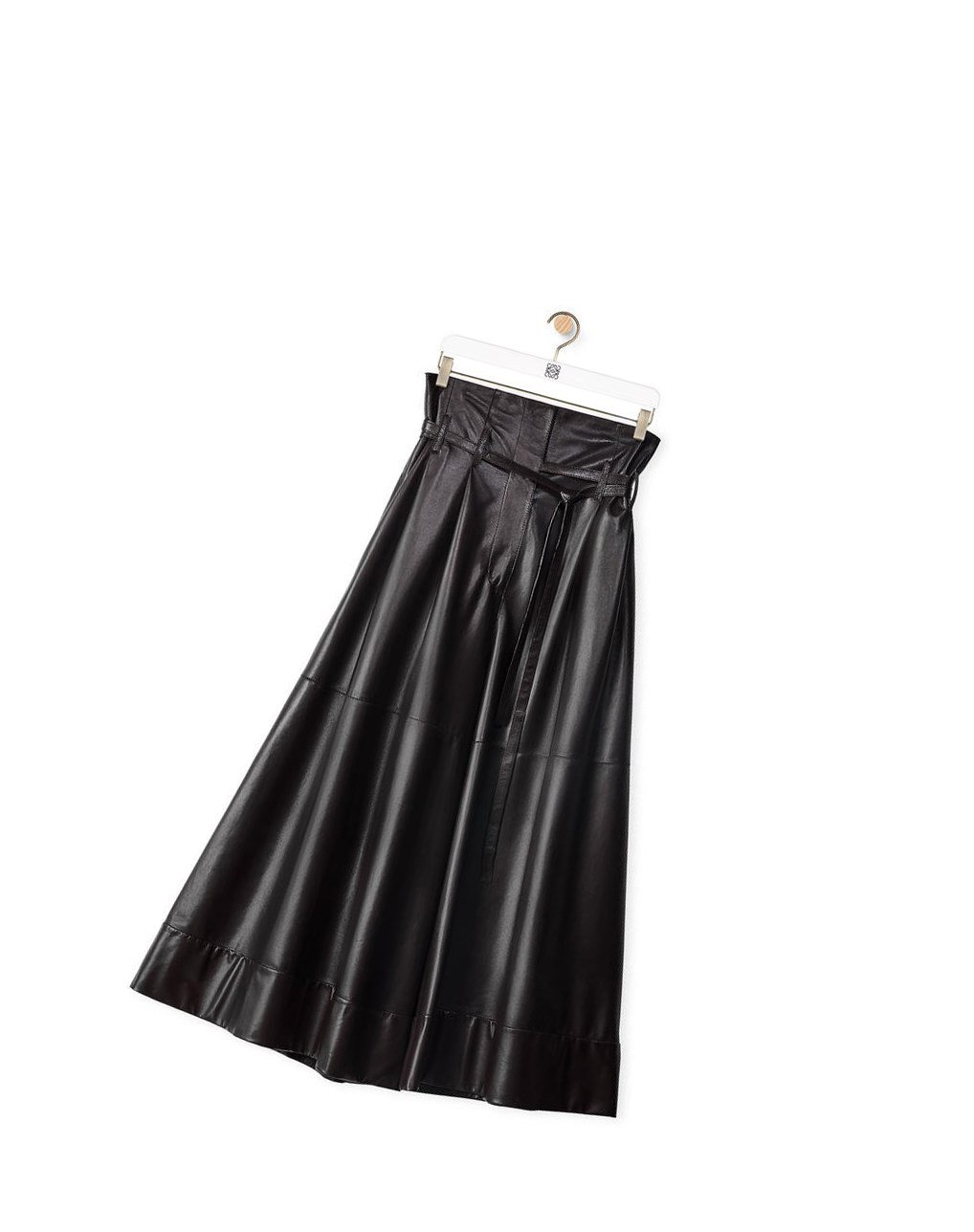 Loewe Belted culotte trousers in nappa Noir Marron | 6423GKDEQ