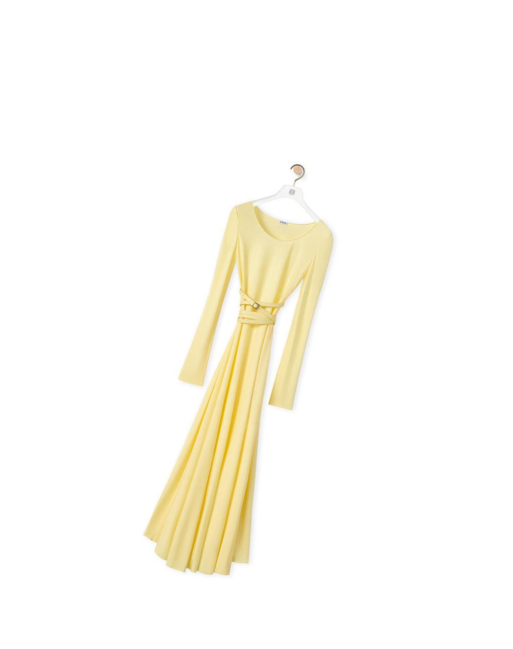 Loewe Belted midi dress in viscose Jaune Clair | 2508JSIGX