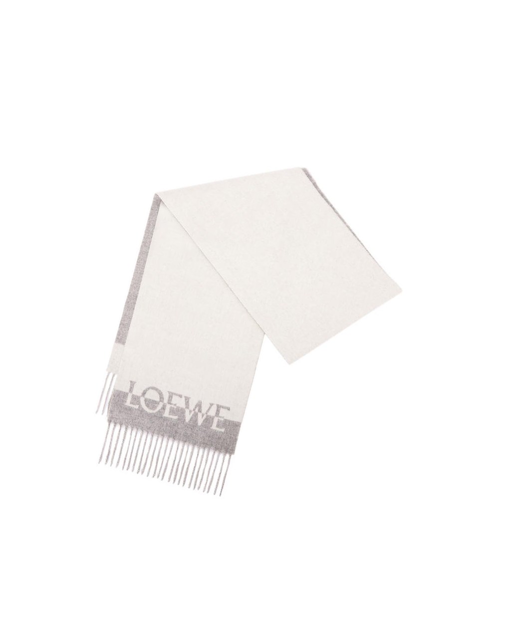 Loewe Bicolour LOEWE scarf in wool and cashmere Blanche Grise Clair | 0367IVMAJ