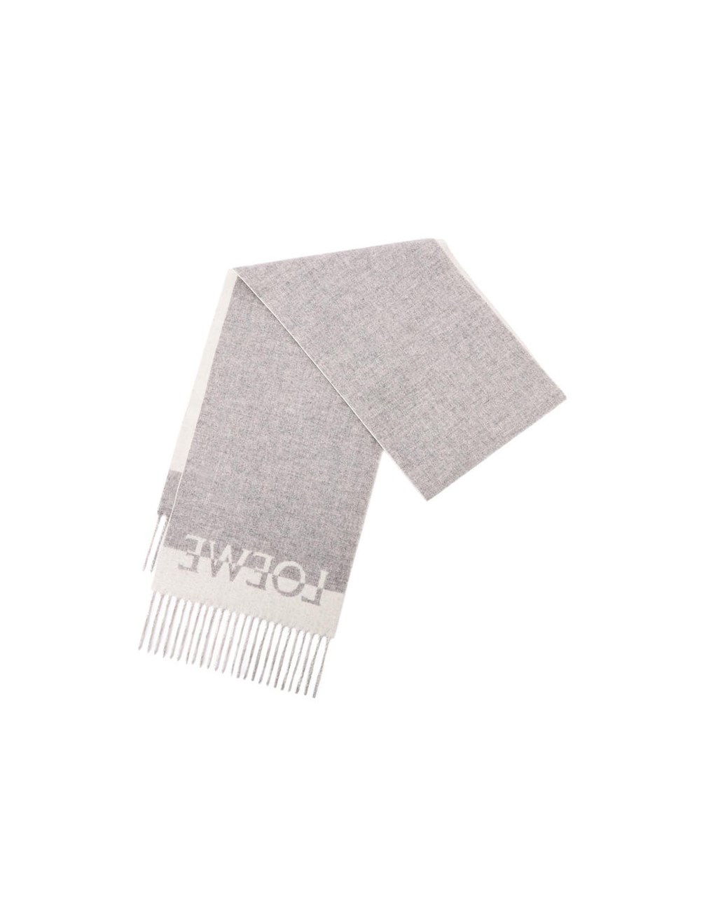 Loewe Bicolour LOEWE scarf in wool and cashmere Blanche Grise Clair | 0367IVMAJ