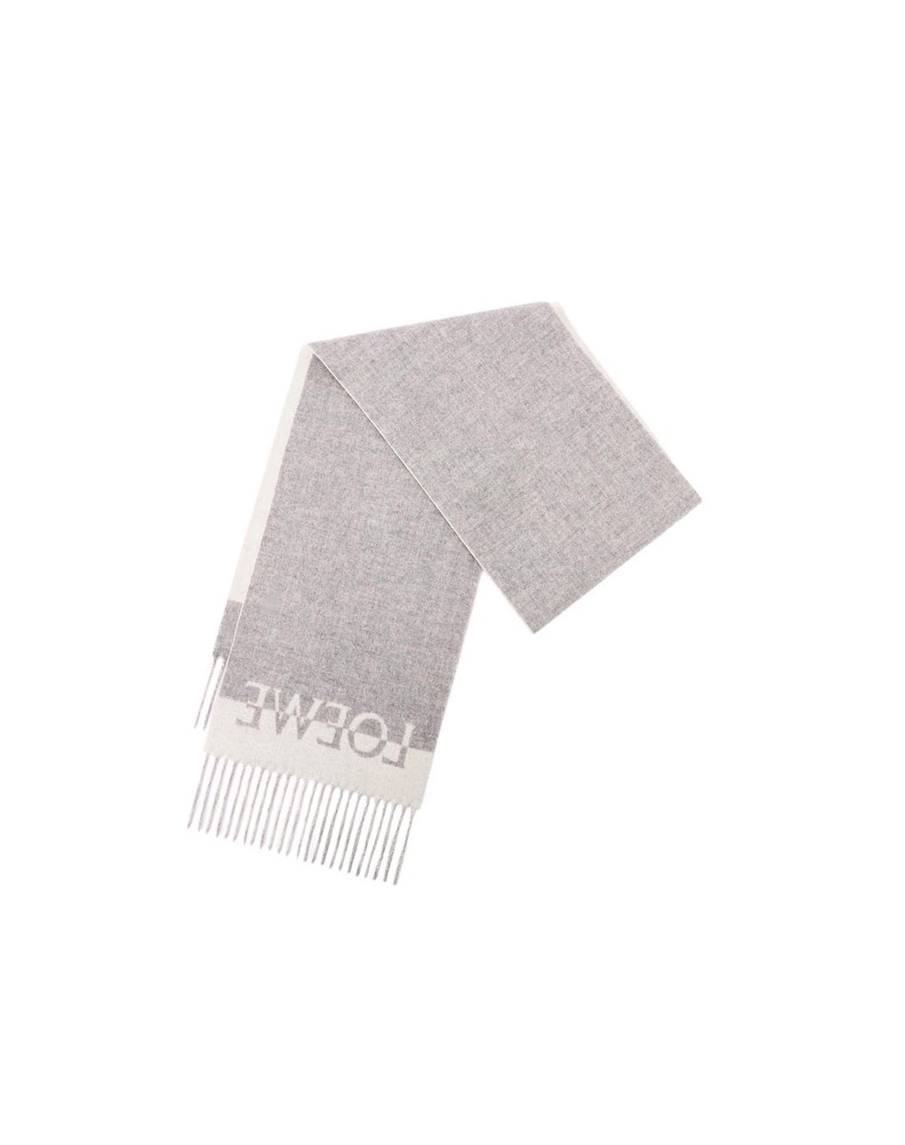 Loewe Bicolour LOEWE scarf in wool and cashmere Blanche Grise Clair | 0367IVMAJ