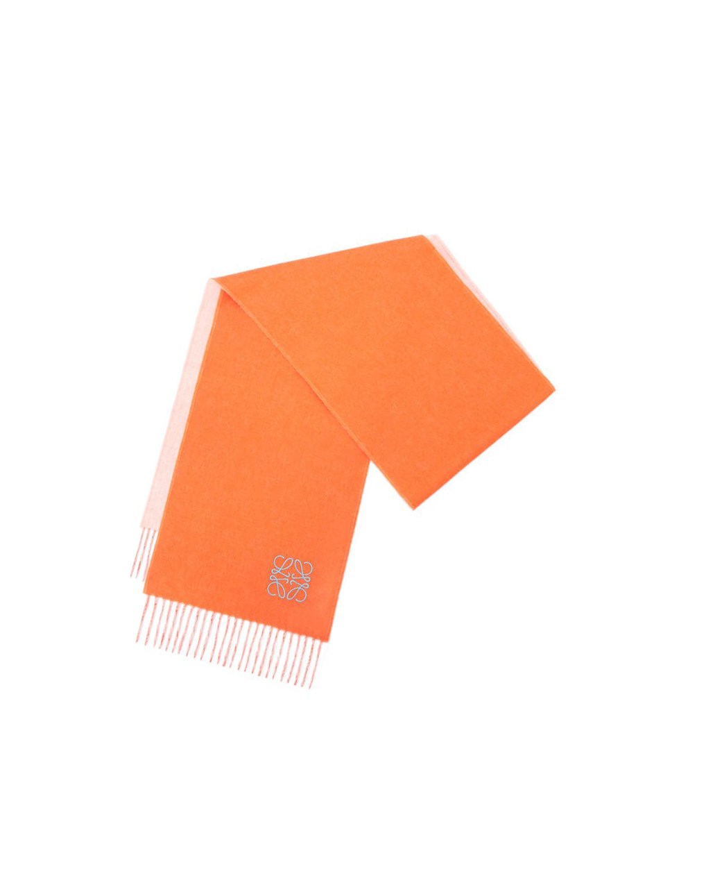 Loewe Bicolour scarf in wool and cashmere Orange Blanche | 6723XBTZD