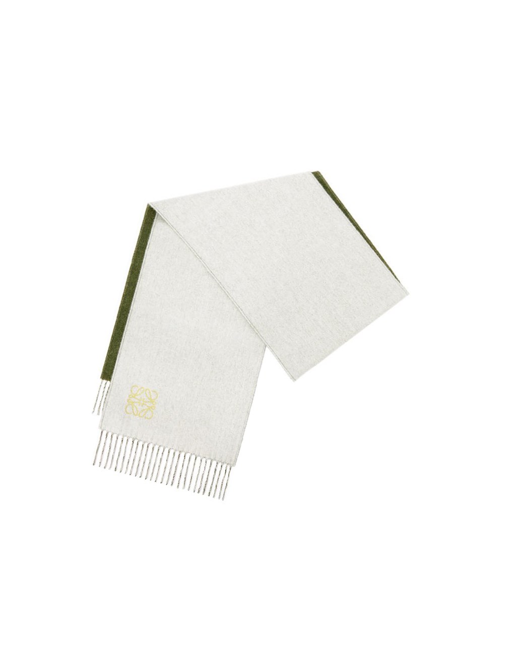 Loewe Bicolour scarf in wool and cashmere Kaki Vert | 8567JQRFL