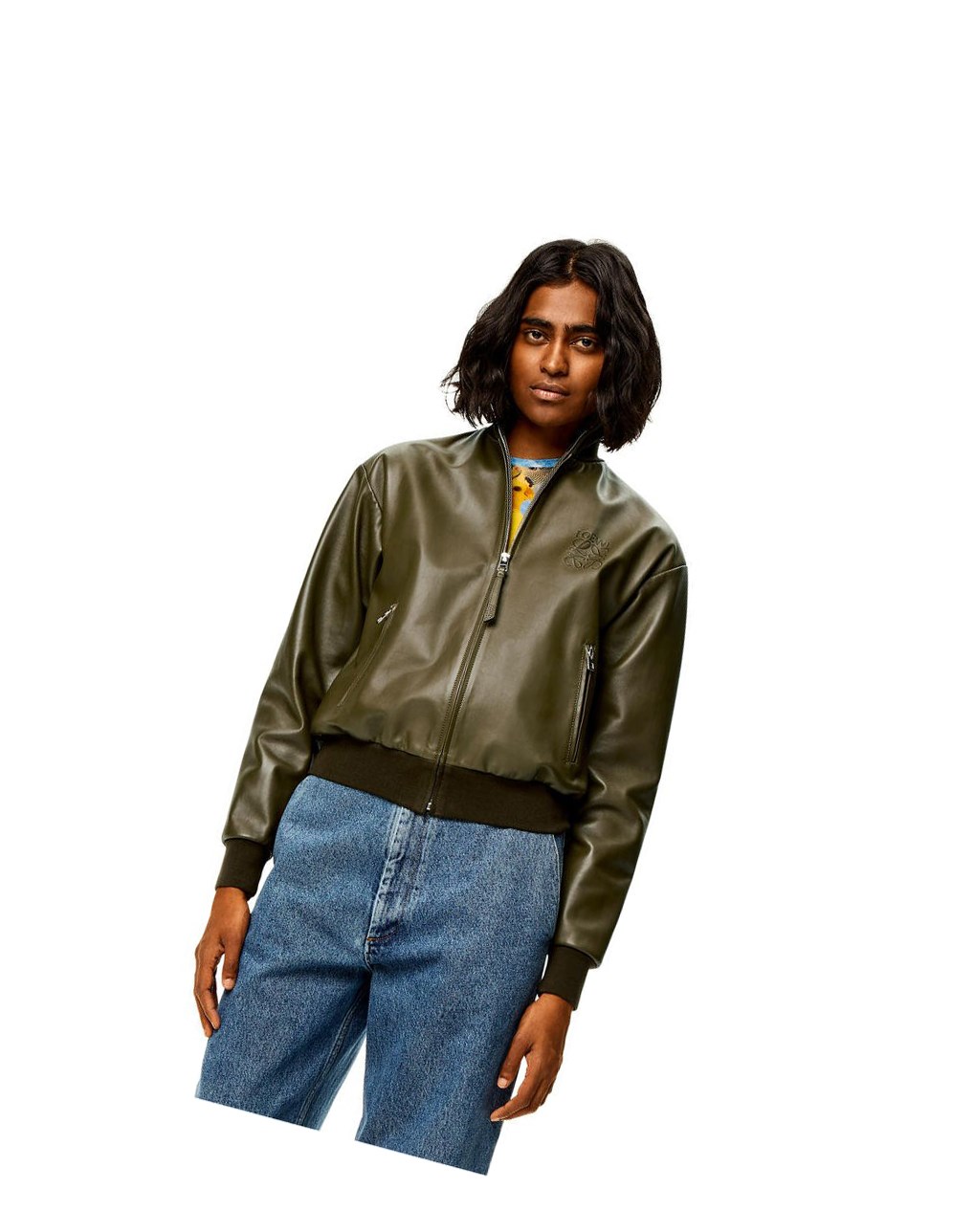 Loewe Bomber jacket in nappa Kaki Foncé Vert | 0349HYZDJ