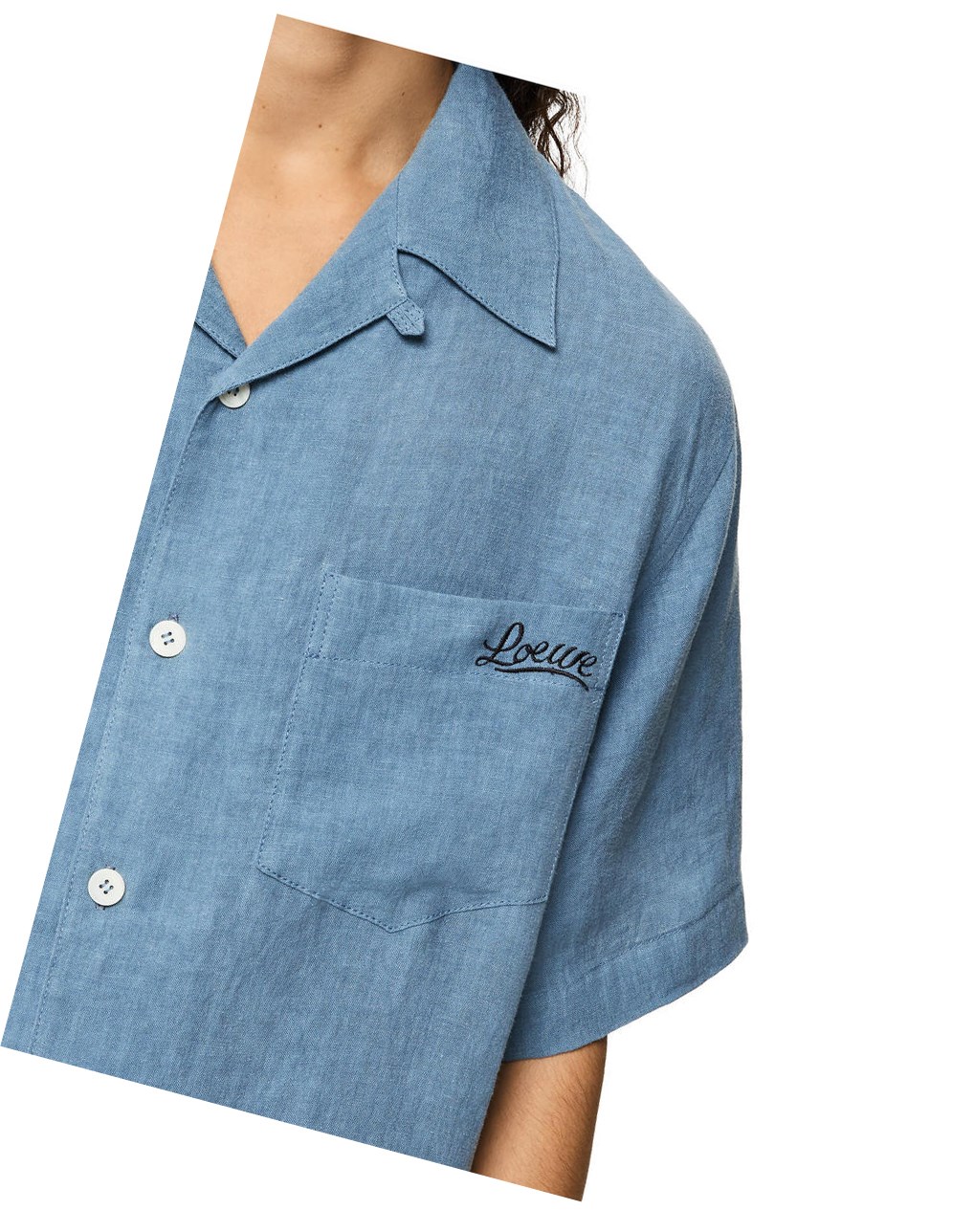 Loewe Bowling shirt in linen Bleu | 0431ZKCXA