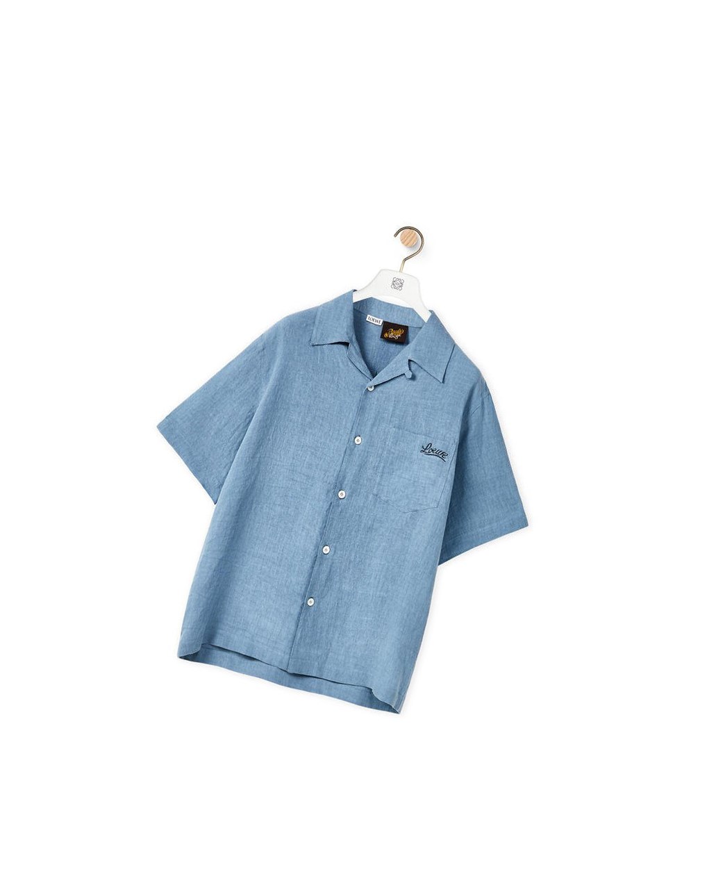 Loewe Bowling shirt in linen Bleu | 0431ZKCXA