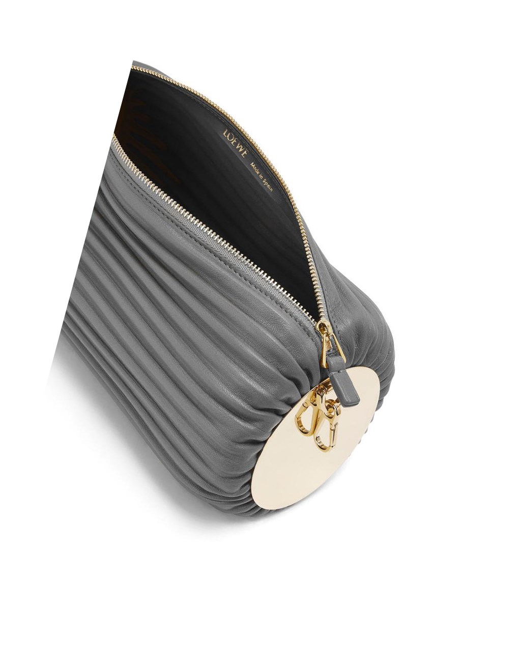 Loewe Bracelet pouch in nappa calfskin and brass Grise | 0637LIFXS