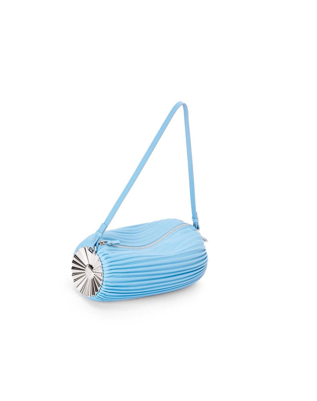 Loewe Bracelet pouch in pleated nappa with solar metal panel Bleu | 0425QOHDF