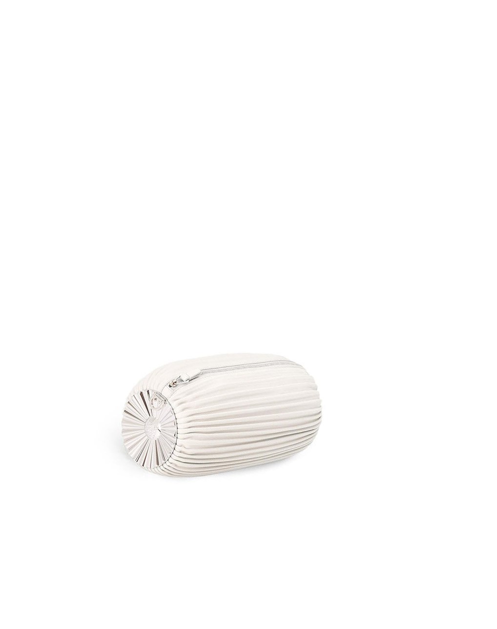 Loewe Bracelet pouch in pleated nappa with solar metal panel Blanche | 1290VDMPI