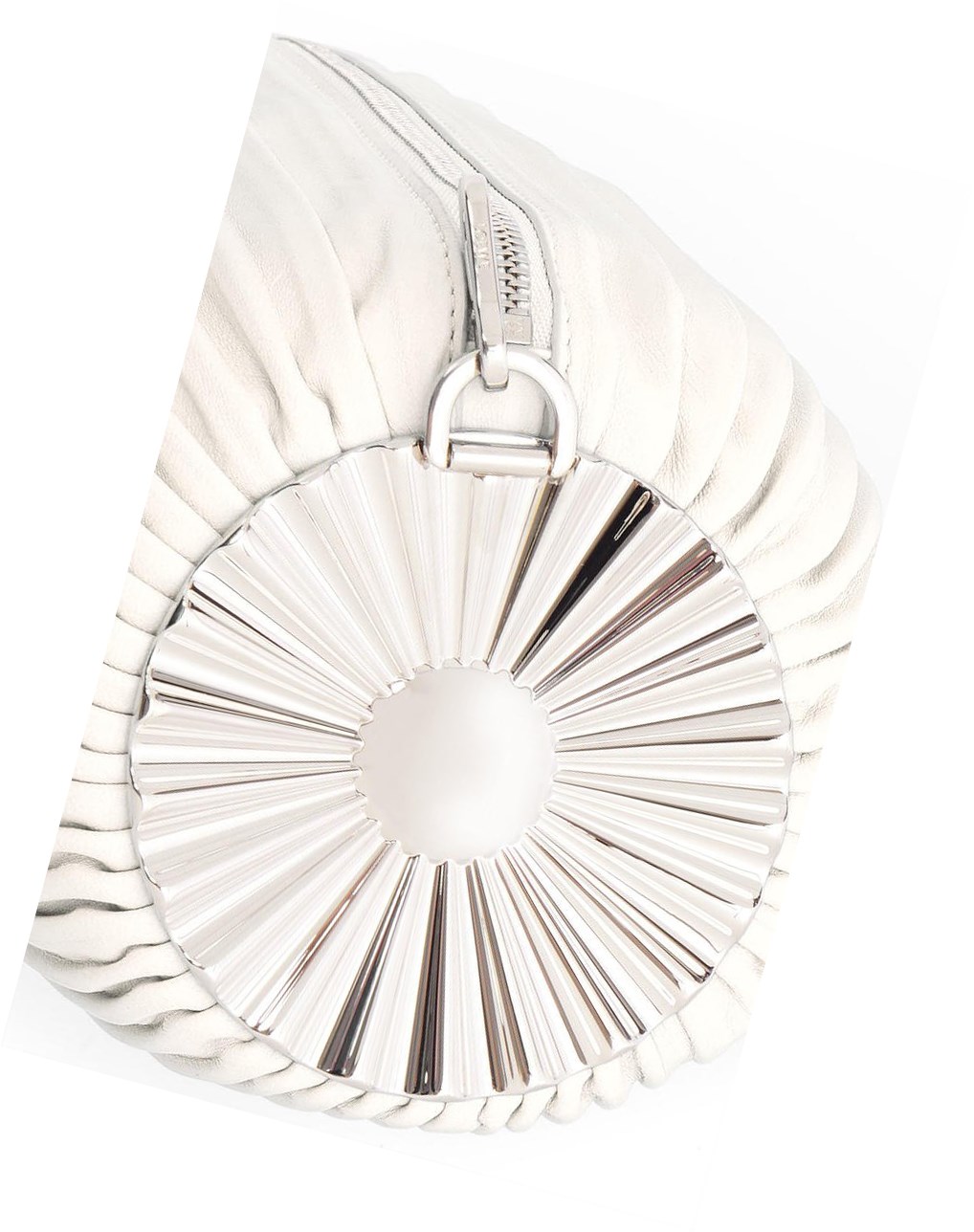 Loewe Bracelet pouch in pleated nappa with solar metal panel Blanche | 1290VDMPI