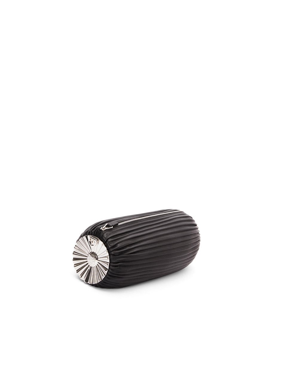 Loewe Bracelet pouch in pleated nappa with solar metal panel Noir | 2605HYGMB