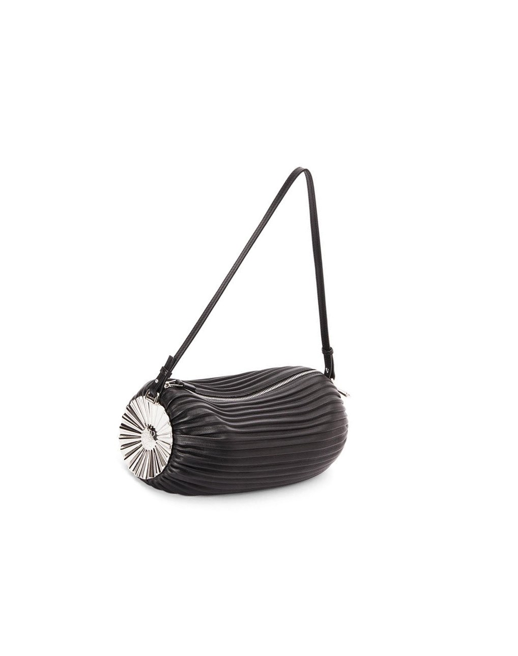 Loewe Bracelet pouch in pleated nappa with solar metal panel Noir | 2605HYGMB