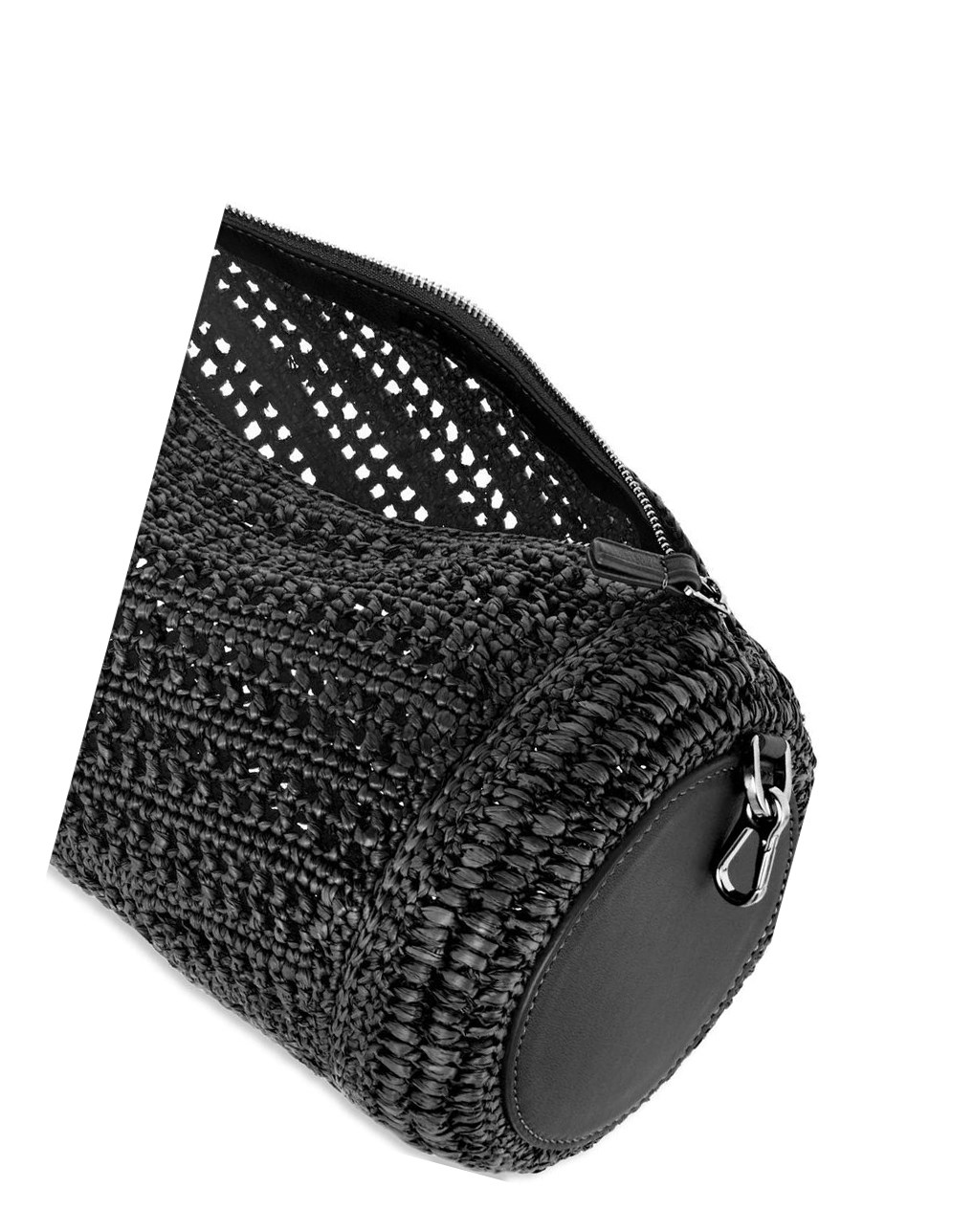 Loewe Bracelet pouch in raffia and calfskin Noir Noir | 6291MDSNP