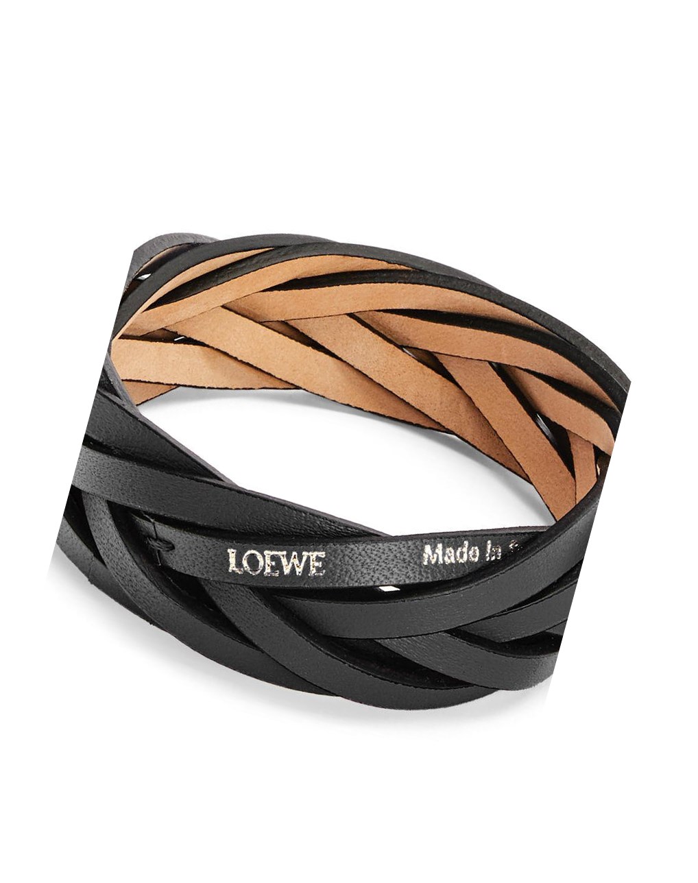 Loewe Braided bangle in classic calfskin Noir | 8430TOPAR