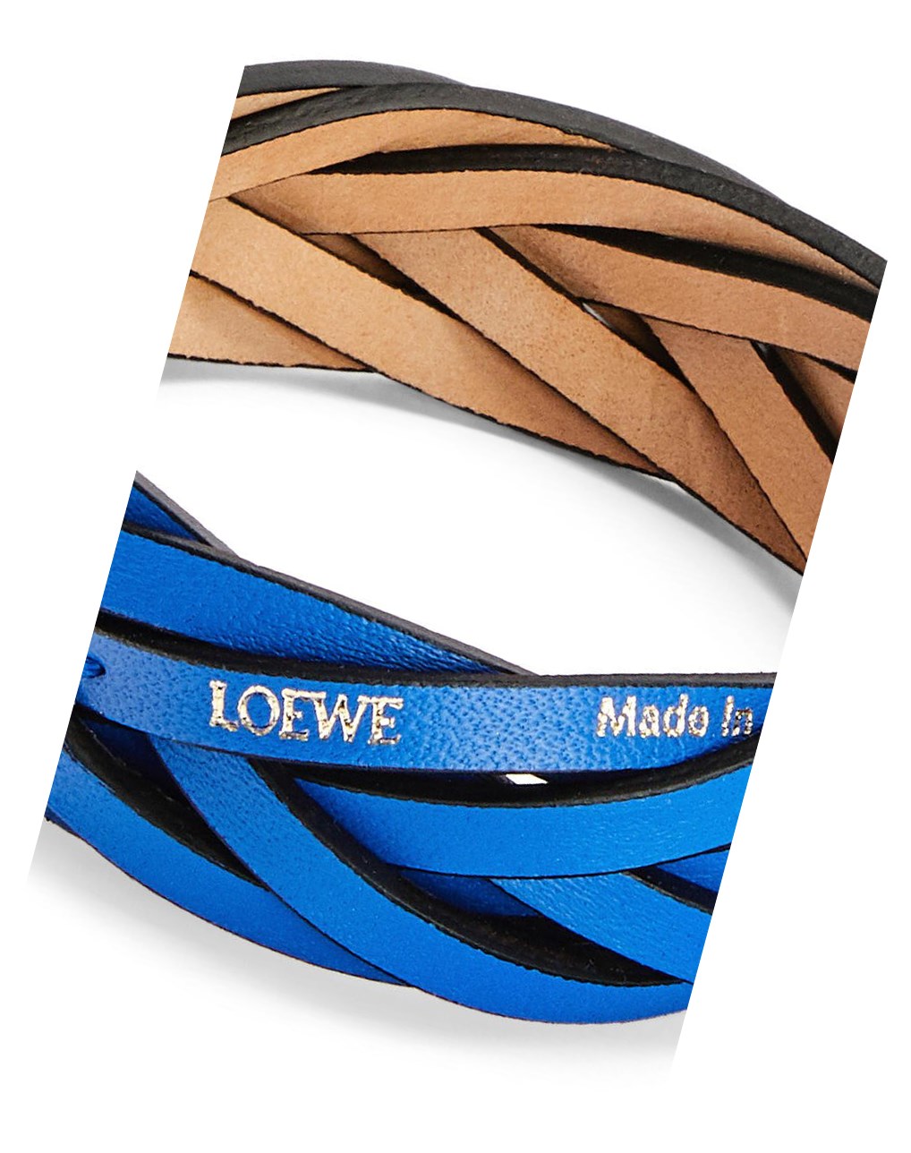 Loewe Braided bangle in classic calfskin Bleu | 8649OCHXB