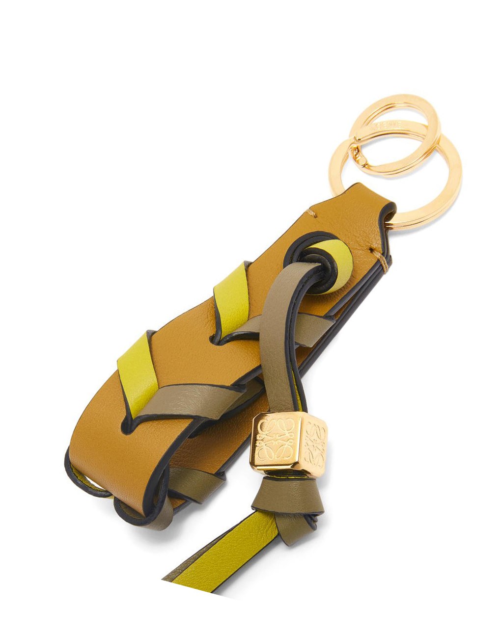 Loewe Braided strap keyring in calfskin Vert | 5206XOFKP