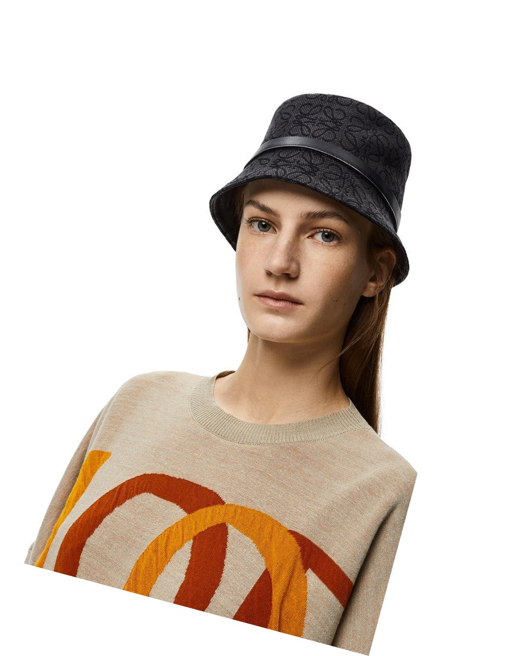 Loewe Bucket hat in Anagram jacquard and calfskin Noir | 5402CJVMW