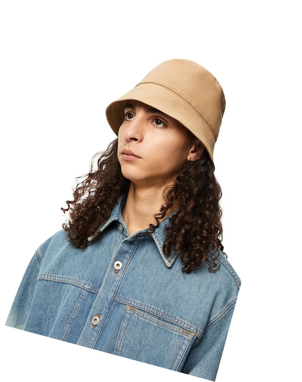 Loewe Bucket hat in canvas and calfskin Sable | 4571VCTRA