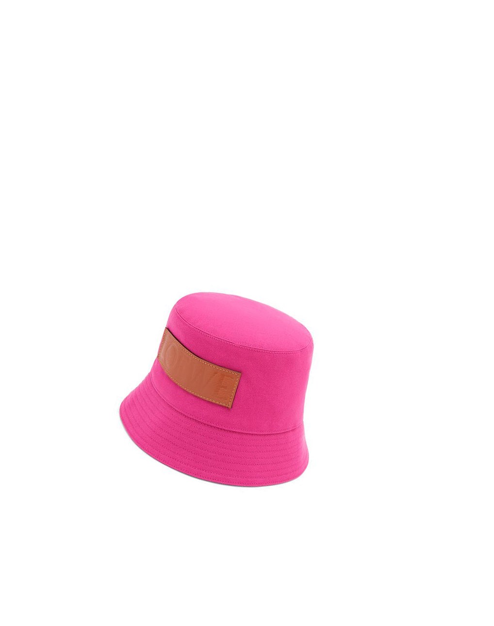 Loewe Bucket hat in canvas and calfskin Magenta / Tan | 9361KDGZF