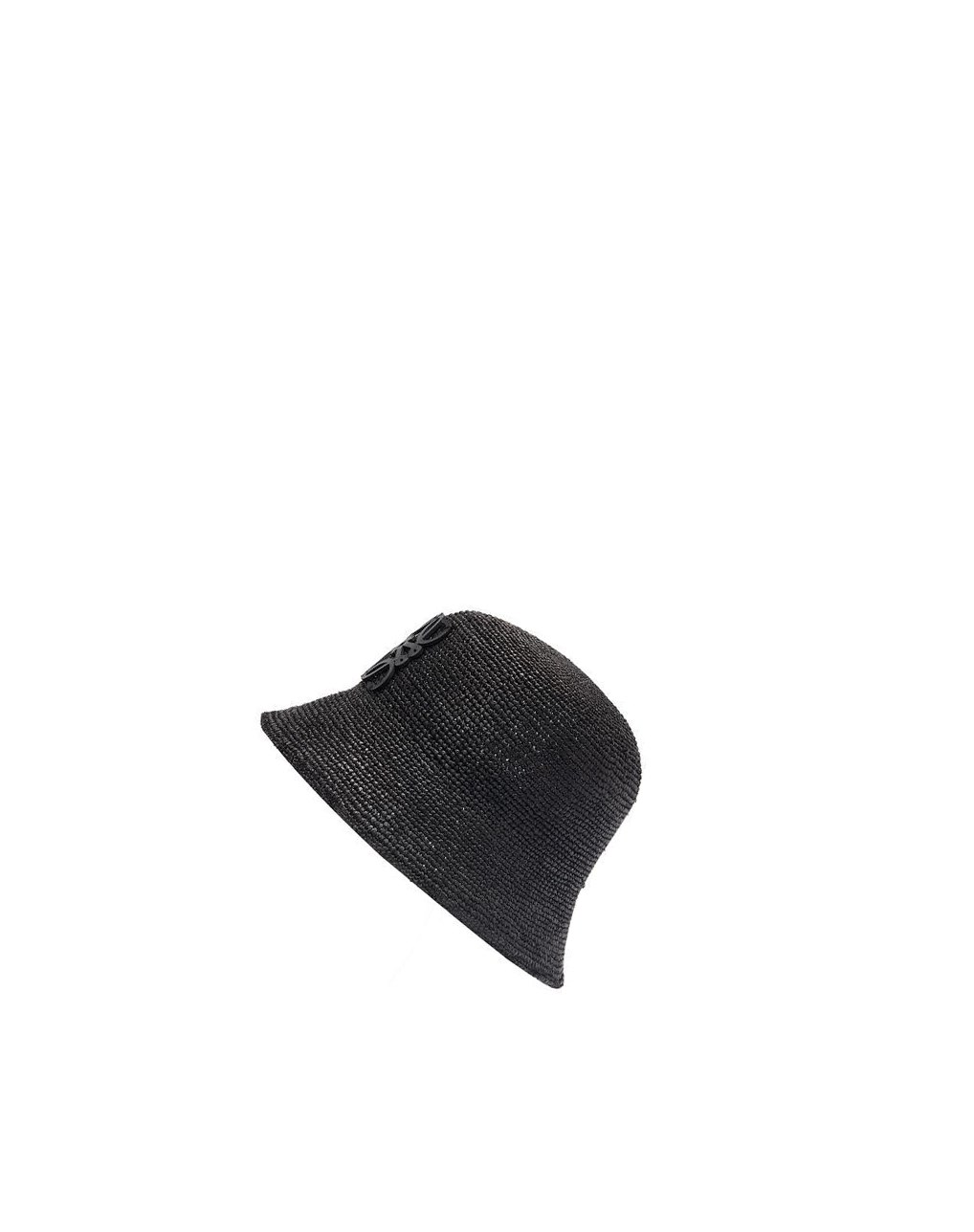 Loewe Bucket hat in raffia and calfskin Noir | 4239OHPBD