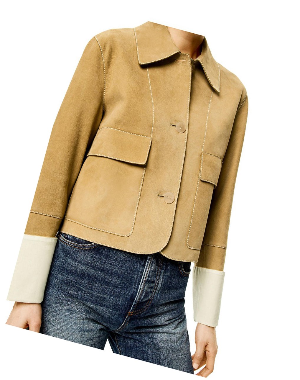 Loewe Button jacket in suede Doré | 1930CEZPV