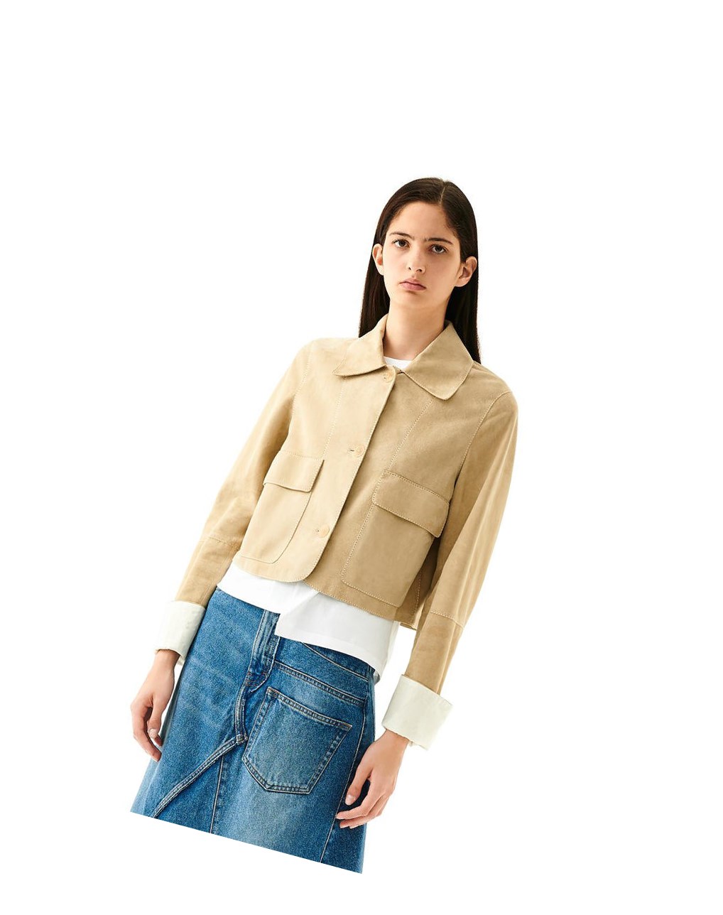 Loewe Button jacket in suede Doré | 6408YJEFS