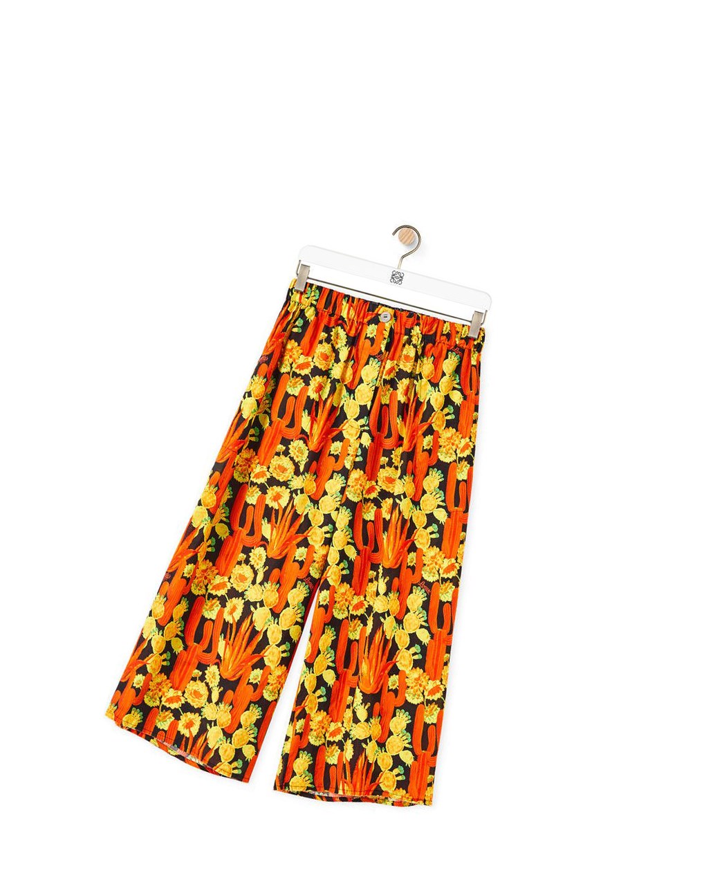 Loewe Cactus print cropped trousers in cotton Noir Orange Doré | 4630VQOML