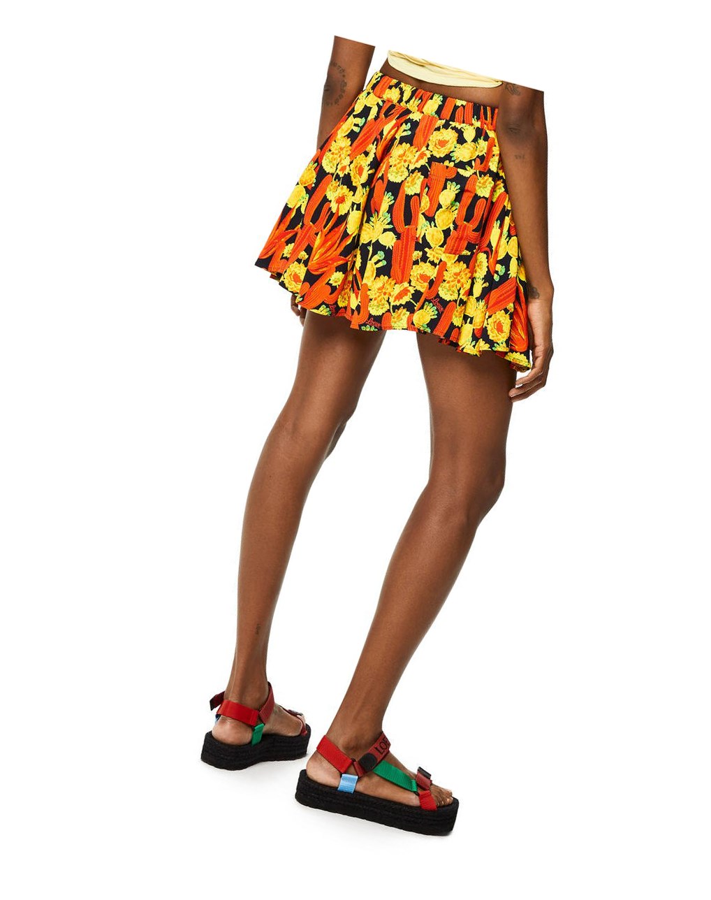 Loewe Cactus print flare shorts in viscose Noir Orange Doré | 5964LMGZW