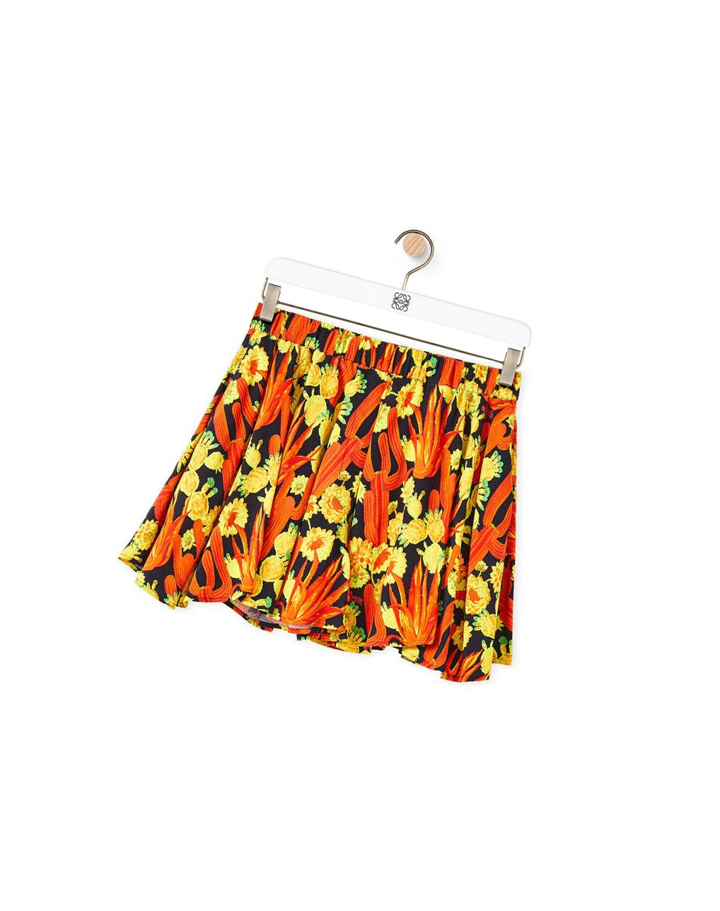 Loewe Cactus print flare shorts in viscose Noir Orange Doré | 5964LMGZW