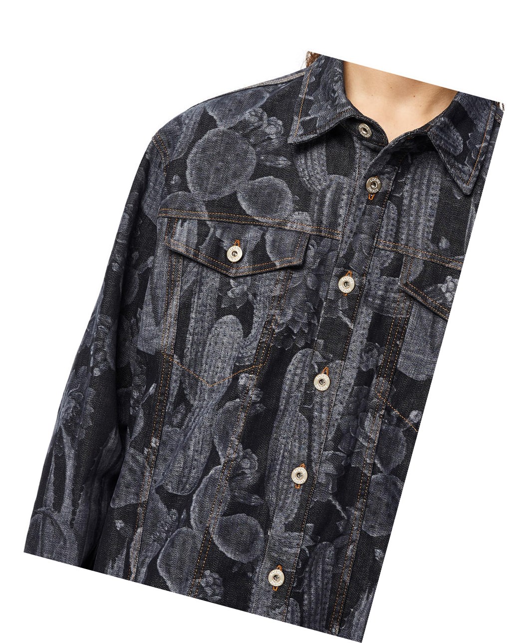 Loewe Cactus print overshirt in cotton Noir | 0472FECLY