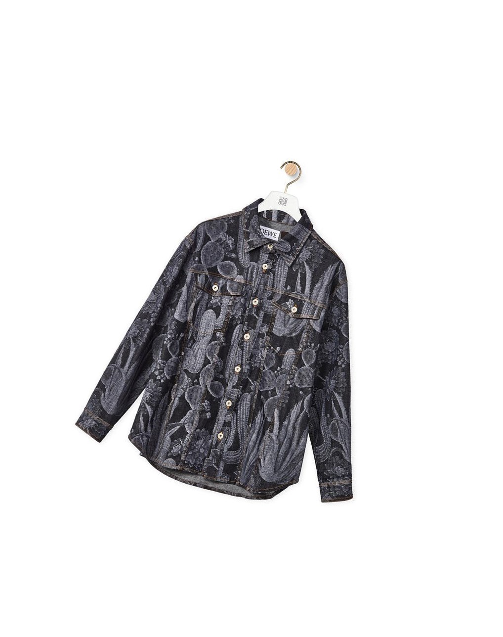 Loewe Cactus print overshirt in cotton Noir | 0472FECLY