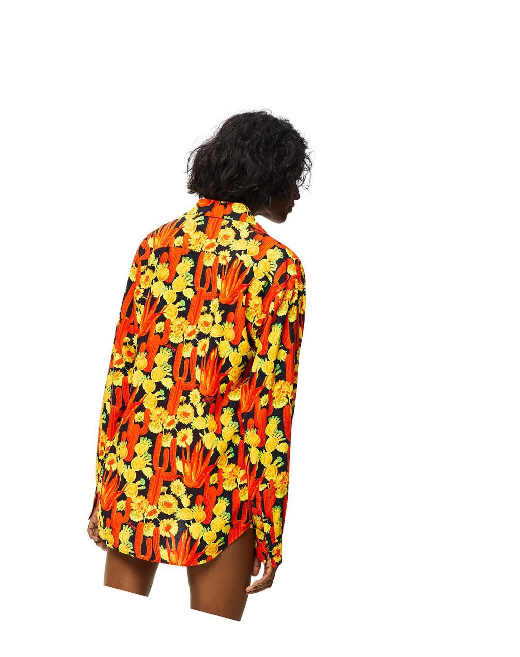 Loewe Cactus print shirt in viscose Noir Orange Doré | 1970QRFYN