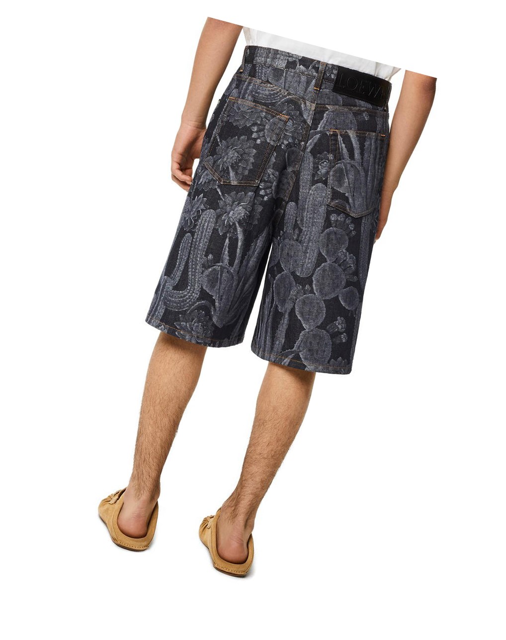 Loewe Cactus print shorts in cotton Noir | 2790HMCWI