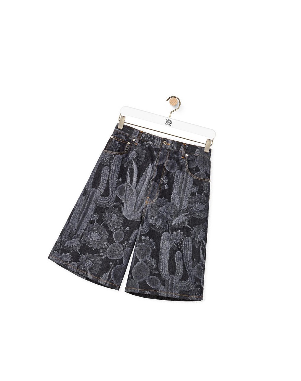 Loewe Cactus print shorts in cotton Noir | 2790HMCWI