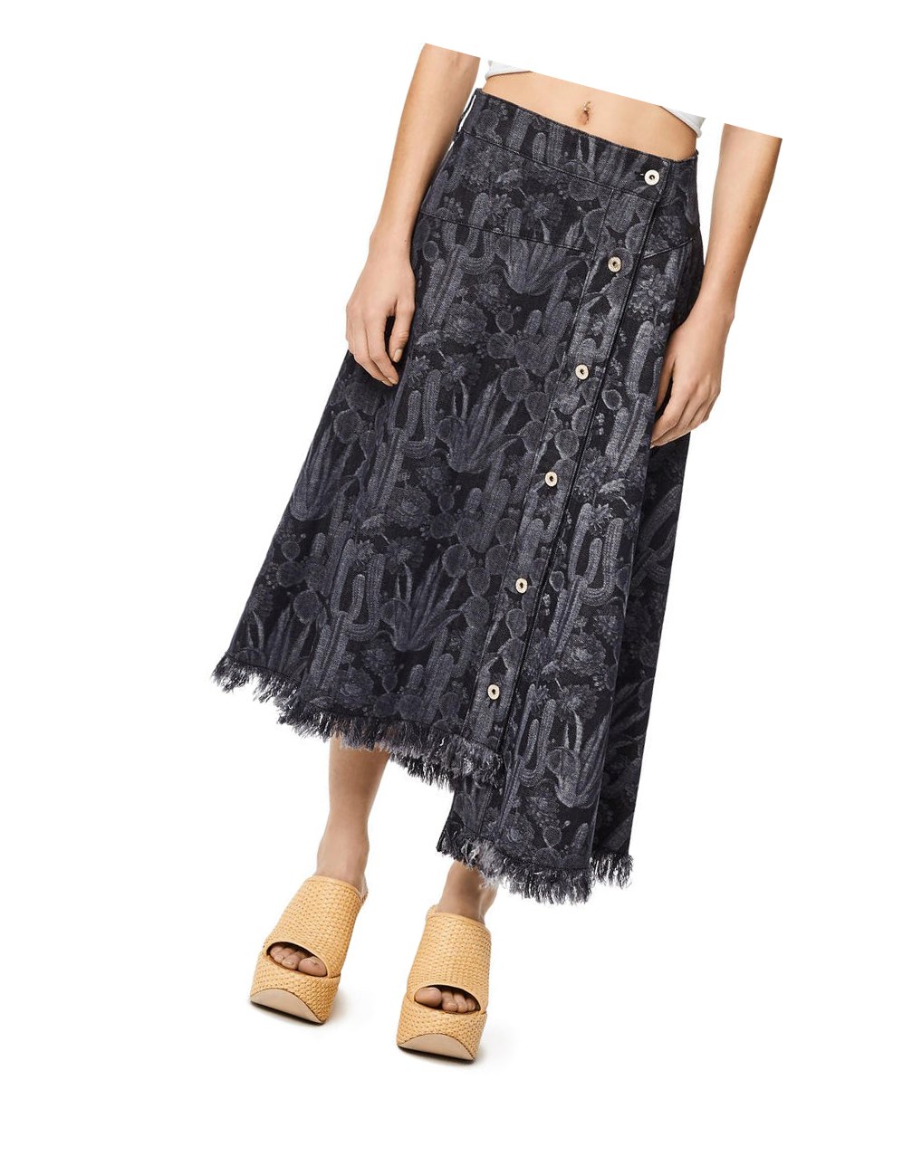 Loewe Cactus skirt in denim Noir Blanche | 0316FOWBM